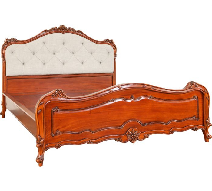 Antique Mahogany Bed Upholstered