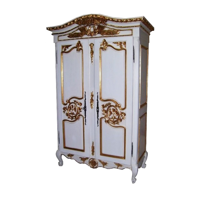 Antique Reproduction Armoire Colibri White Gold Bedroom