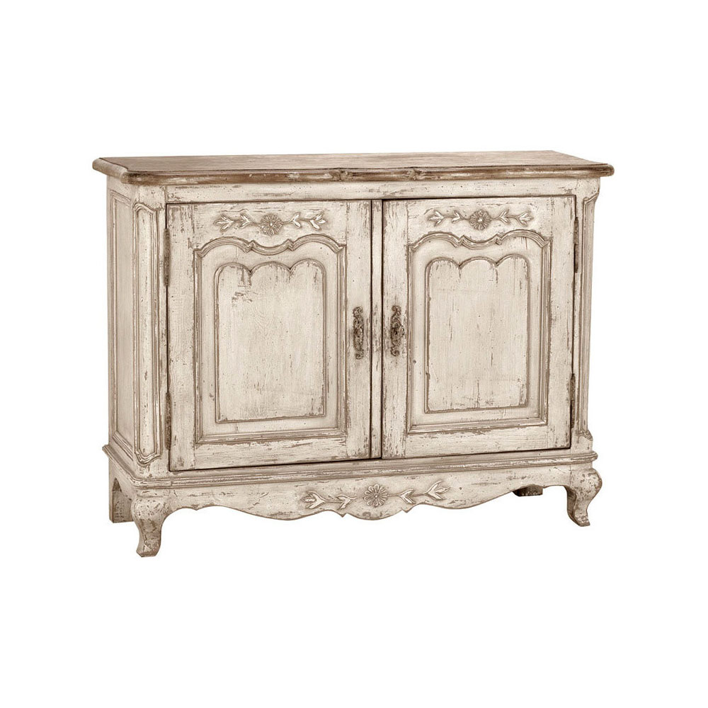 Chateau Low Sideboard Aged White Antique