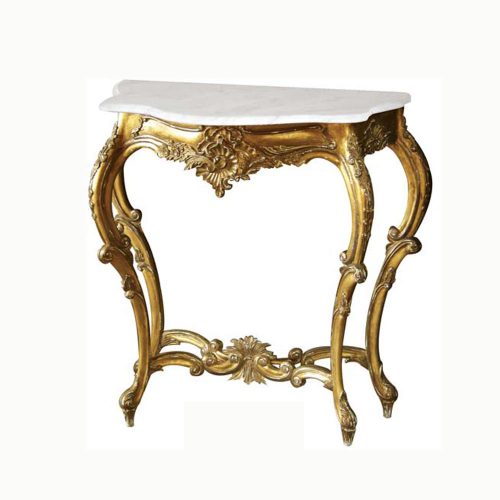 French Chateau Console Table Marble Top