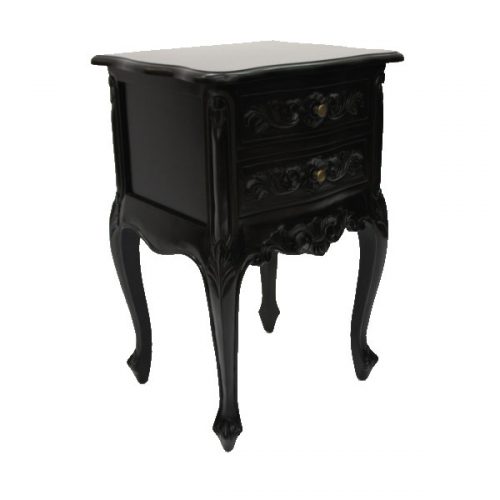 French Style Bedside Table Black Painted