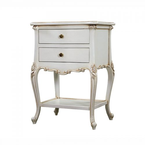 Shabby Chich Bedside Table White Antique
